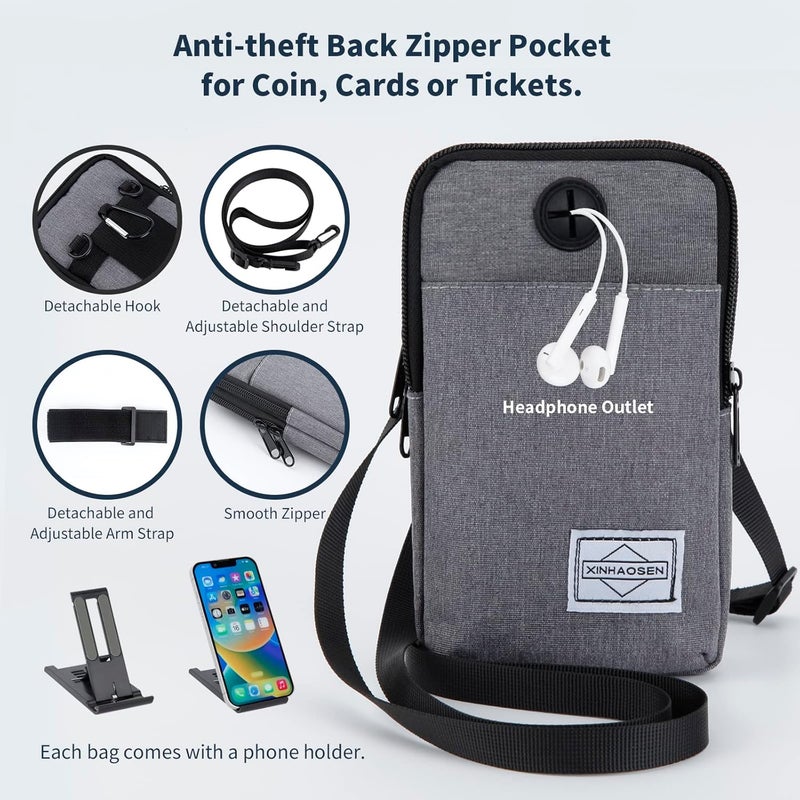 HOTEMIA Cell Phone Purse Waist Pack Bag Travel Crossbody Bag Wristband Sport Armband Wallet with Removable Shoulder Strap (Light Grey) - Image 3